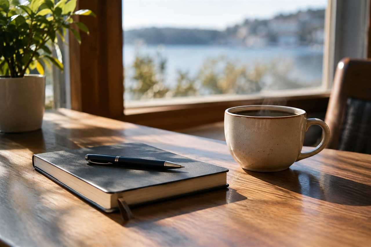 Journal and coffee set for quiet reflection