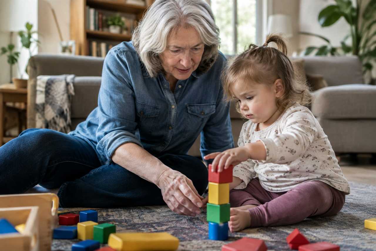 Grandmother caring for a young grandchild at home