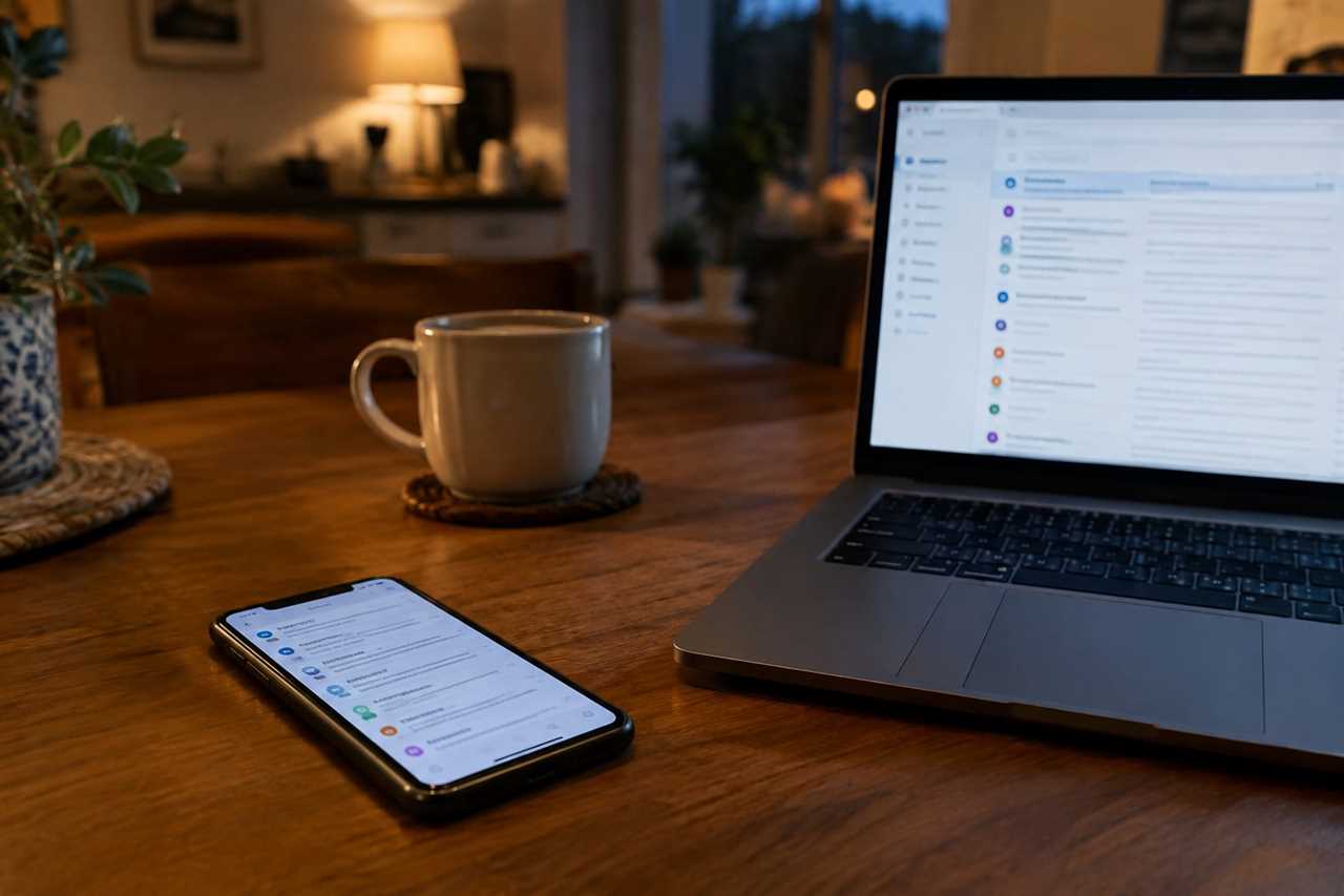 Checking work email during a quiet weekend evening.