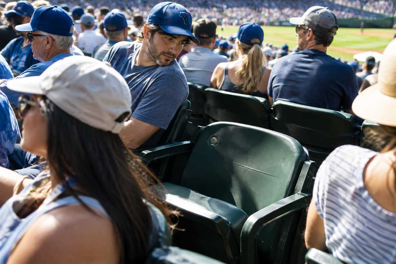 Empty ballpark seat waiting among a crowd