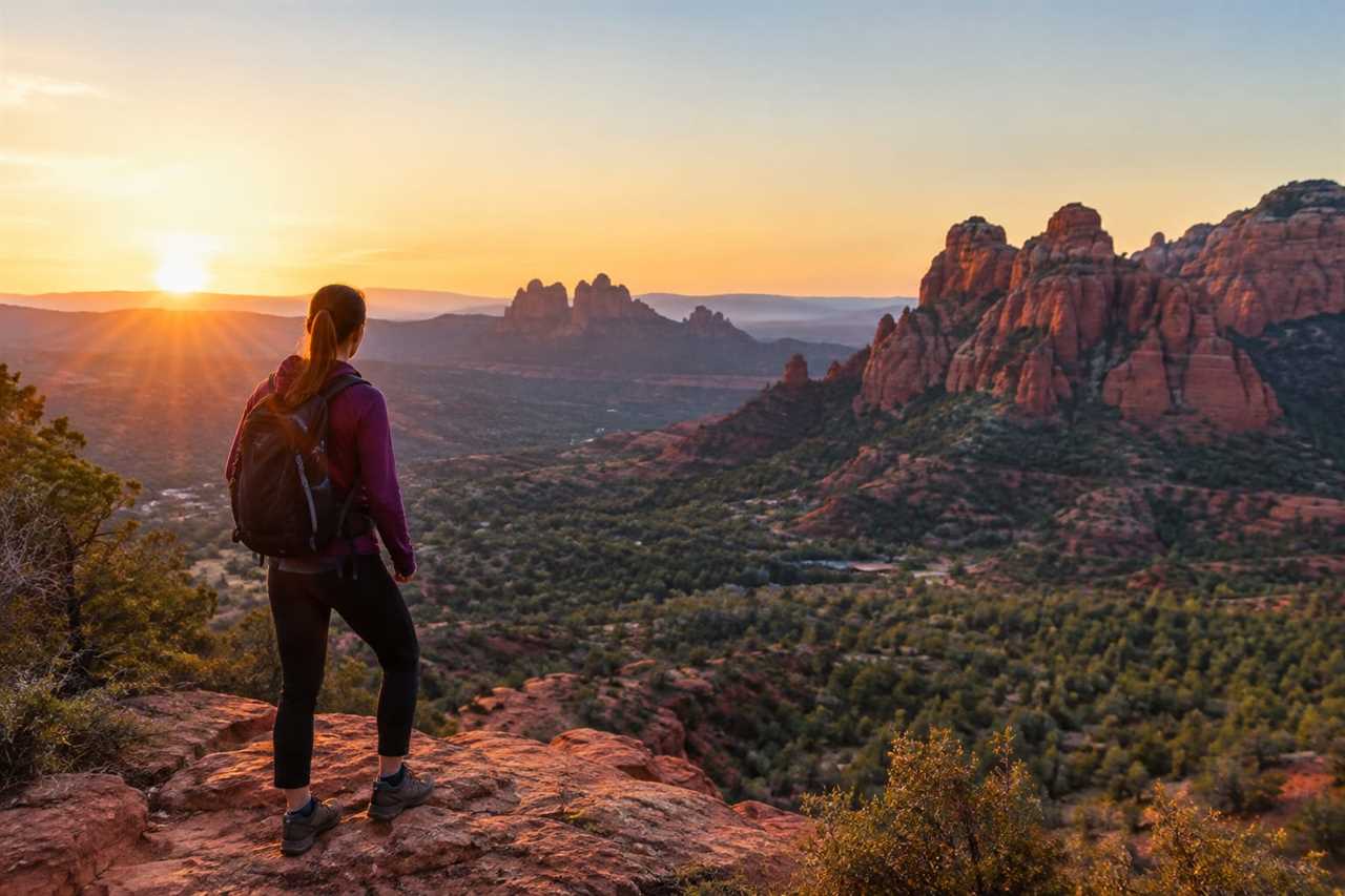 Red-rock canyon trail at sunrise in Sedona
